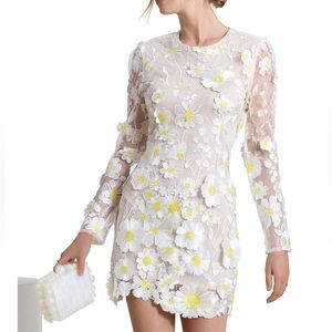 Avec Les Filles White Floral Embroidered Dress